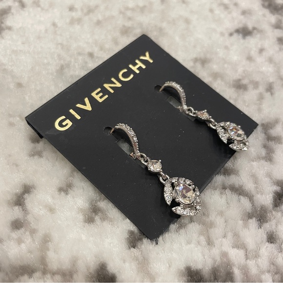 NEW Givenchy Crystal Silver Drop Earrings - Picture 7 of 7